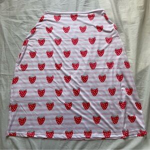 Striped Strawberry Print Pink and White Skirt